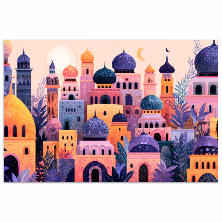 Poster – Kleurrijke stad - Zon - Islamitisch — 1