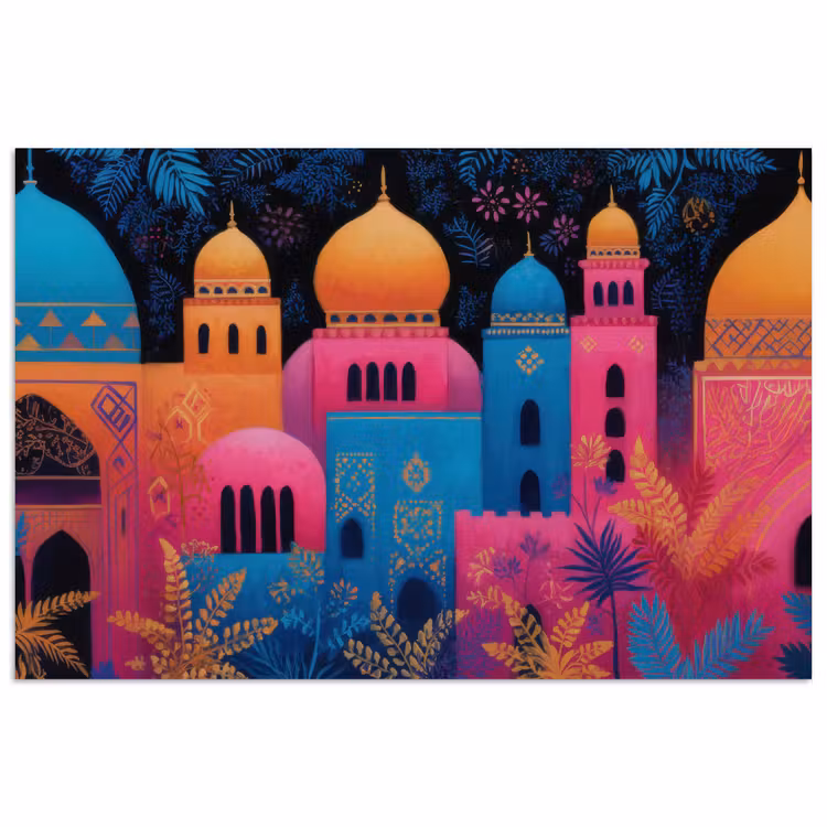 Poster – Kleurrijk - Stad - Nacht - Islamitisch — 1
