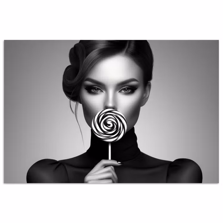 Poster – Vrouw - Lolly - Zwart — 1