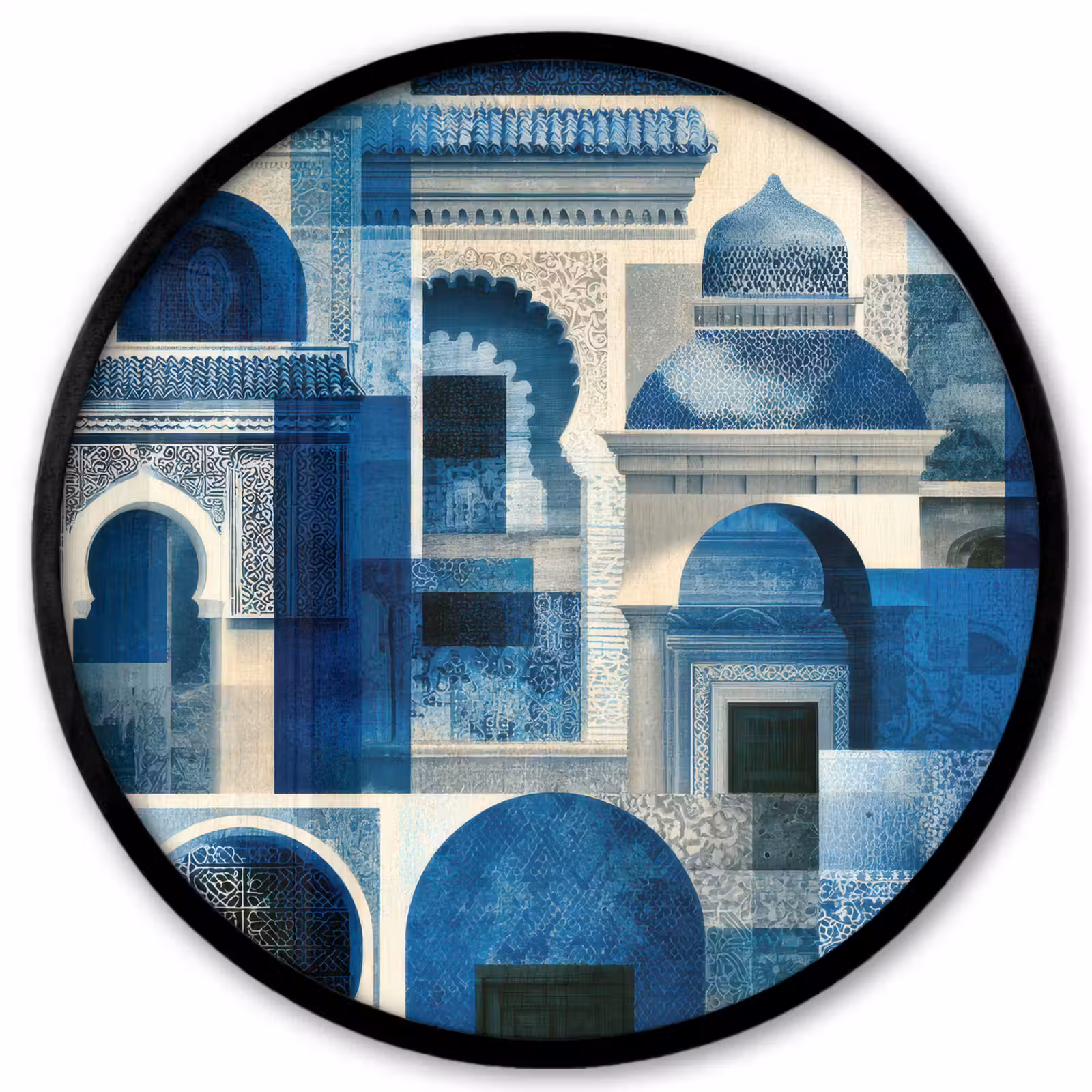 Fotolijst rond zonder passe partout - Abstract - Islamitisch - Blauw - Wit — 1