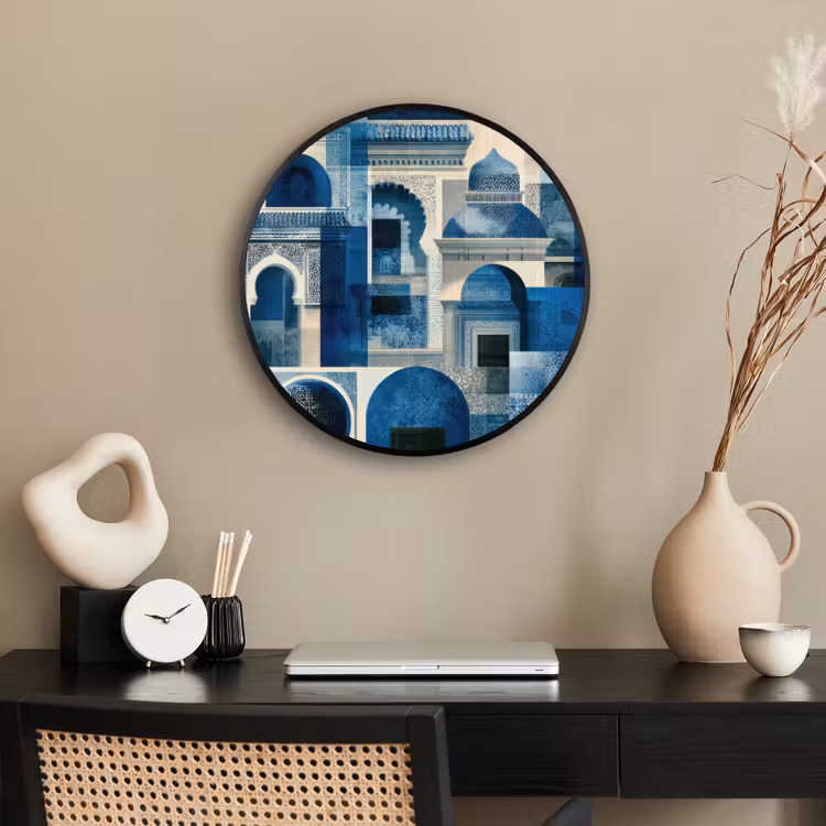 Fotolijst rond zonder passe partout - Abstract - Islamitisch - Blauw - Wit — 3