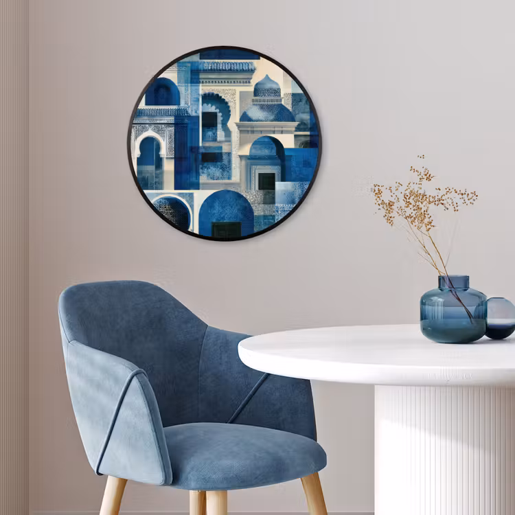 Fotolijst rond zonder passe partout - Abstract - Islamitisch - Blauw - Wit — 4