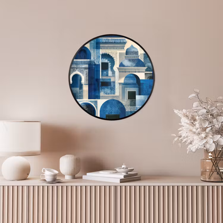 Fotolijst rond zonder passe partout - Abstract - Islamitisch - Blauw - Wit — 5