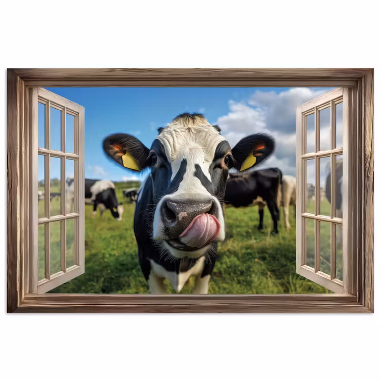 Poster – Doorkijk - Koe - Weiland - Dieren - Natuur — 1
