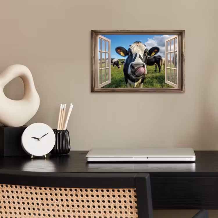 Poster – Doorkijk - Koe - Weiland - Dieren - Natuur — 2
