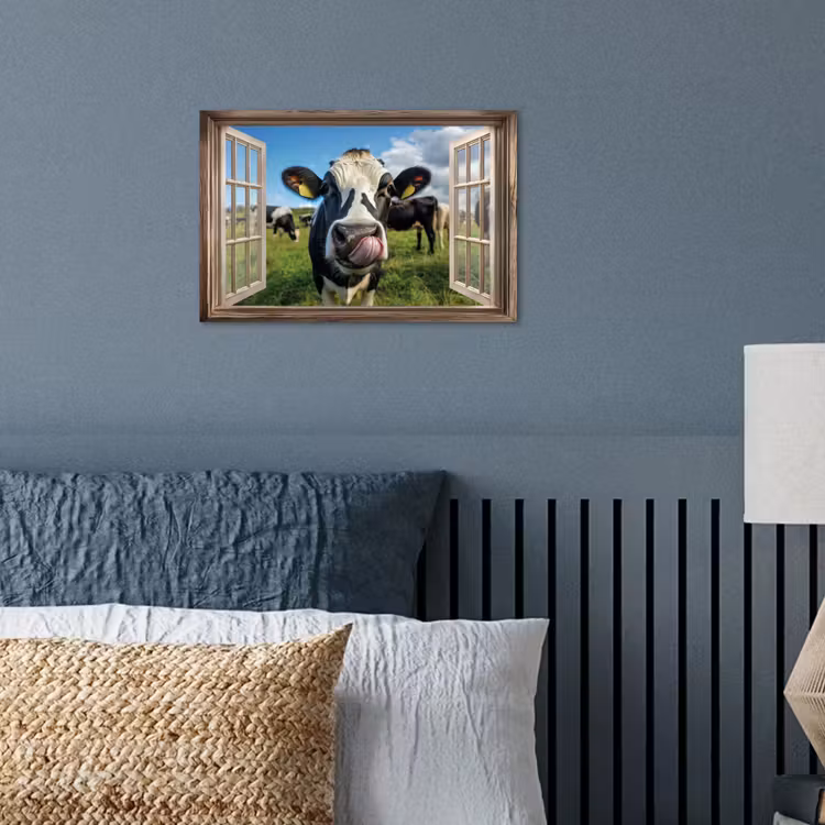 Poster – Doorkijk - Koe - Weiland - Dieren - Natuur — 3