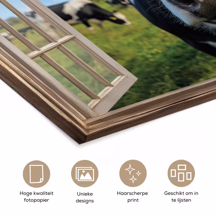 Poster – Doorkijk - Koe - Weiland - Dieren - Natuur — 5