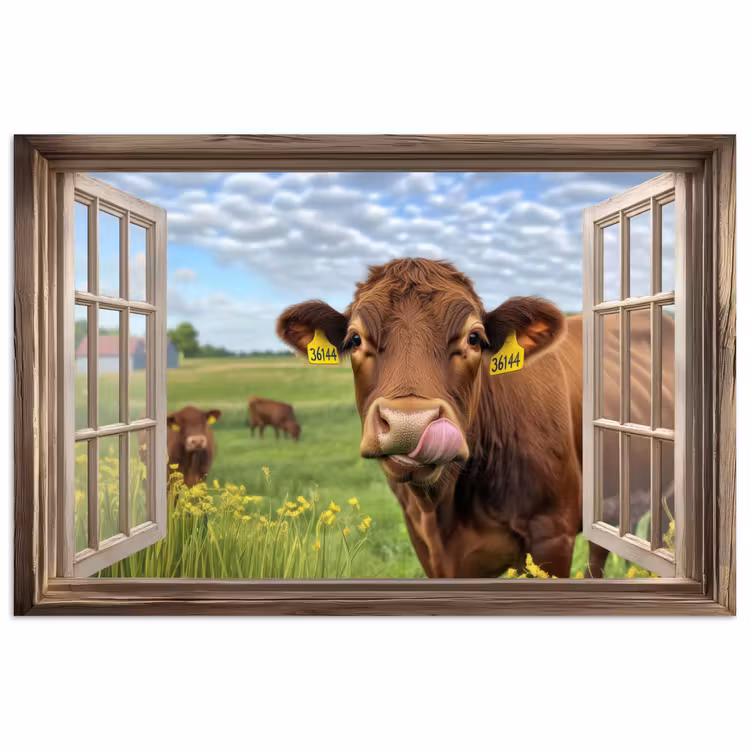 Poster – Doorkijk - Koe - Weiland - Landschap - Dieren — 1