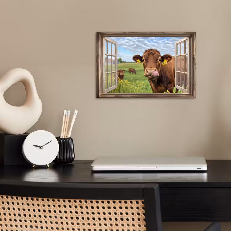 Poster – Doorkijk - Koe - Weiland - Landschap - Dieren — 2