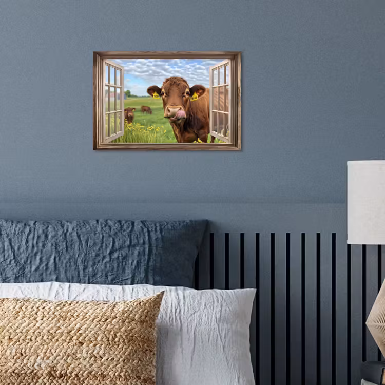 Poster – Doorkijk - Koe - Weiland - Landschap - Dieren — 3