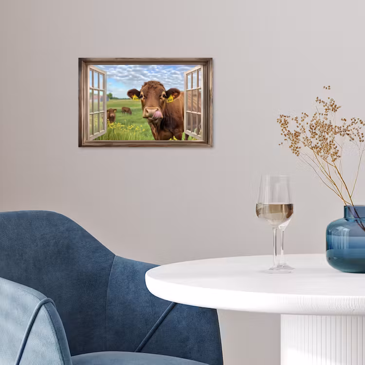 Poster – Doorkijk - Koe - Weiland - Landschap - Dieren — 4