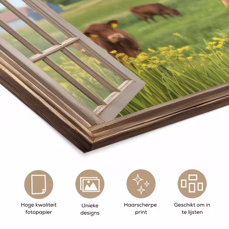 Poster – Doorkijk - Koe - Weiland - Landschap - Dieren — 5
