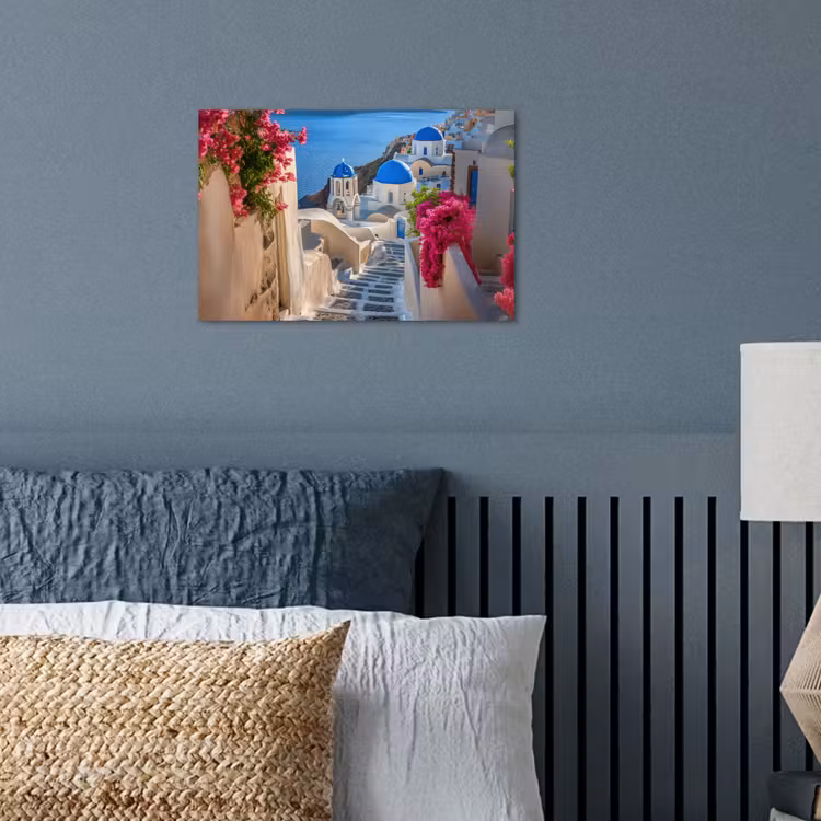 Poster – Santorini - Bloemen - Griekenland — 3