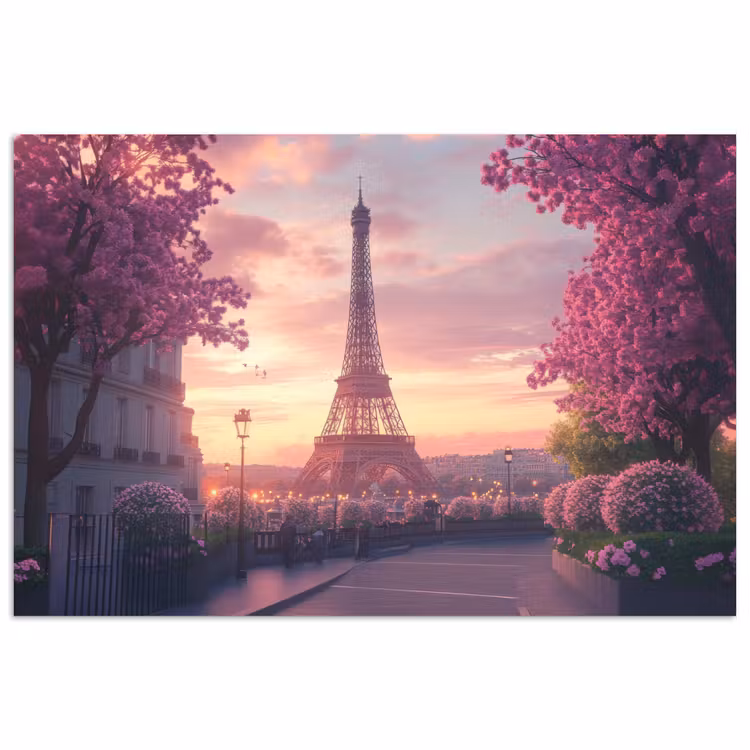 Poster – Eiffeltoren - Parijs - Roze — 1