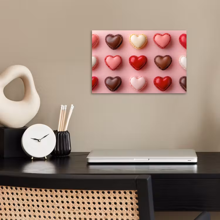 Poster – Macarons - Hartjes - Kleurrijk - Roze — 2