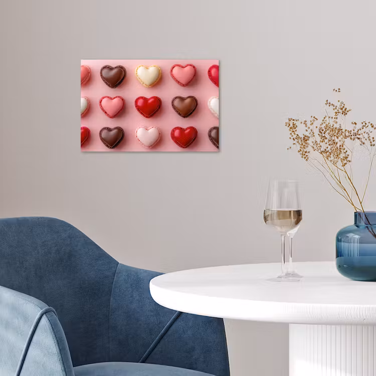 Poster – Macarons - Hartjes - Kleurrijk - Roze — 4