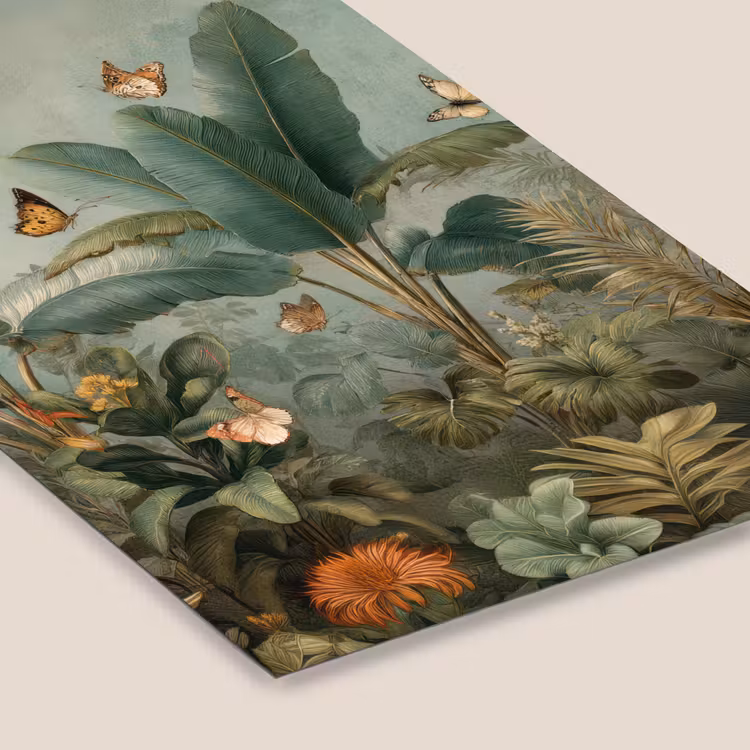 Poster met lijst - Tropisch bladerdek - Vlinders - groen - Bruin — 7