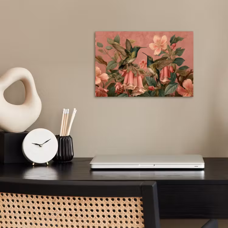 Poster – Kolibries - Bloemen - Groen - Roze — 2