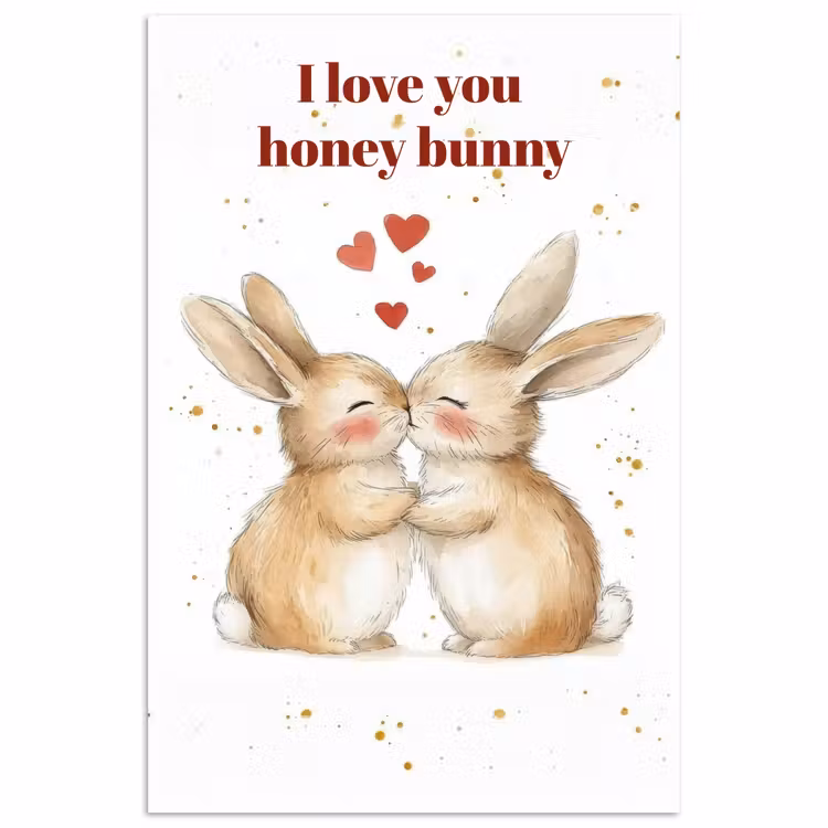 Poster – Liefde - Rood - konijn — 1