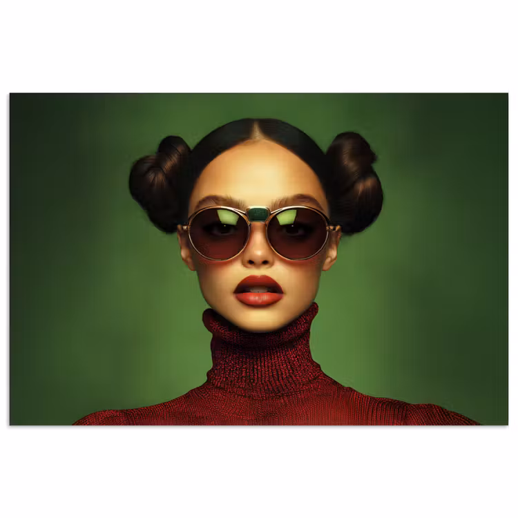 Poster – Vrouw - Groen - Bril - Aesthetic - Modern — 1