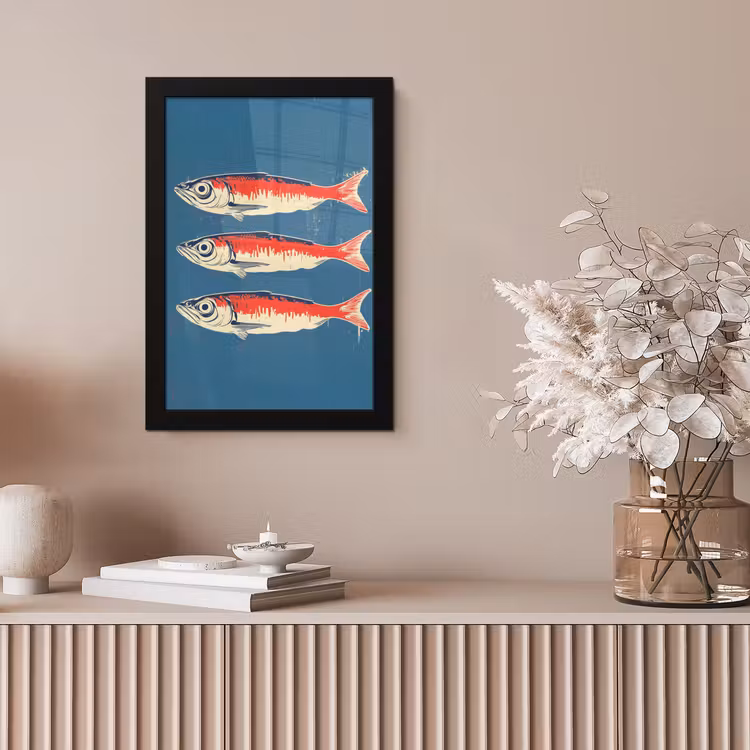 Poster met lijst - Vissen - Rood - Blauw — 5