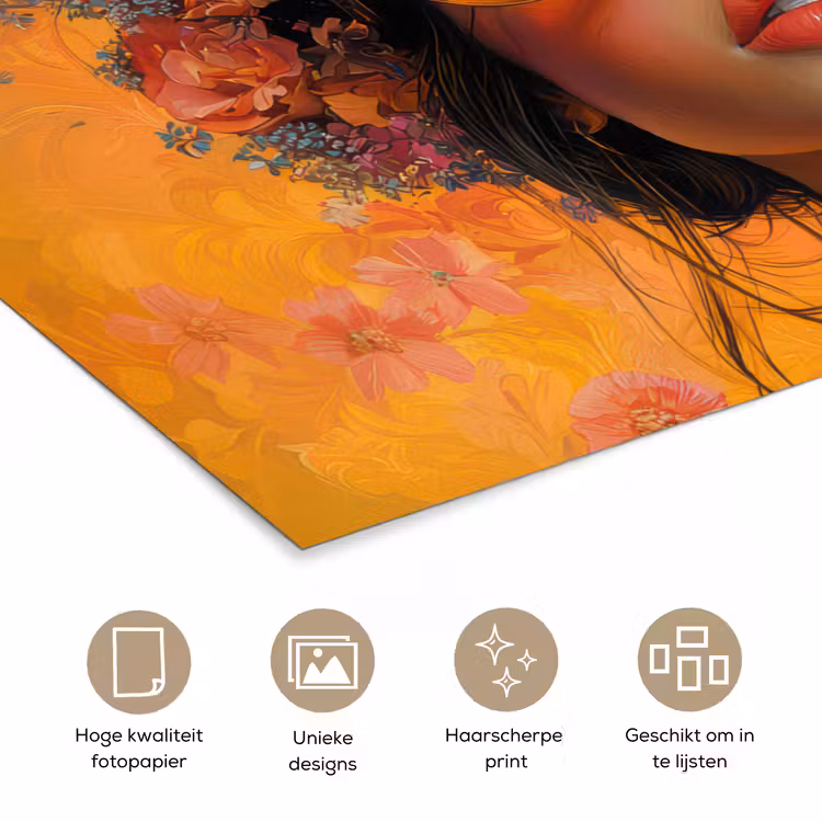Poster – Vrouw - Bloemen - Aesthetic - Oranje — 5