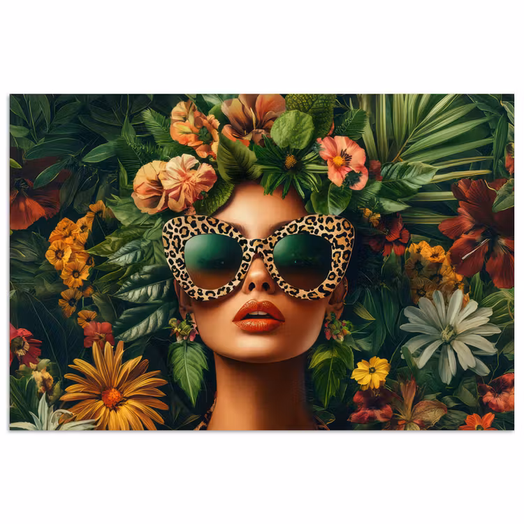 Poster – Vrouw - Panterprint - Jungle - Natuur - Luxe — 1
