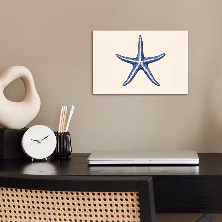 Poster – Blauwe zeester - Minimalistisch - Beige — 2