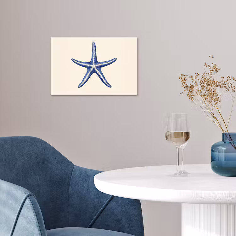 Poster – Blauwe zeester - Minimalistisch - Beige — 4
