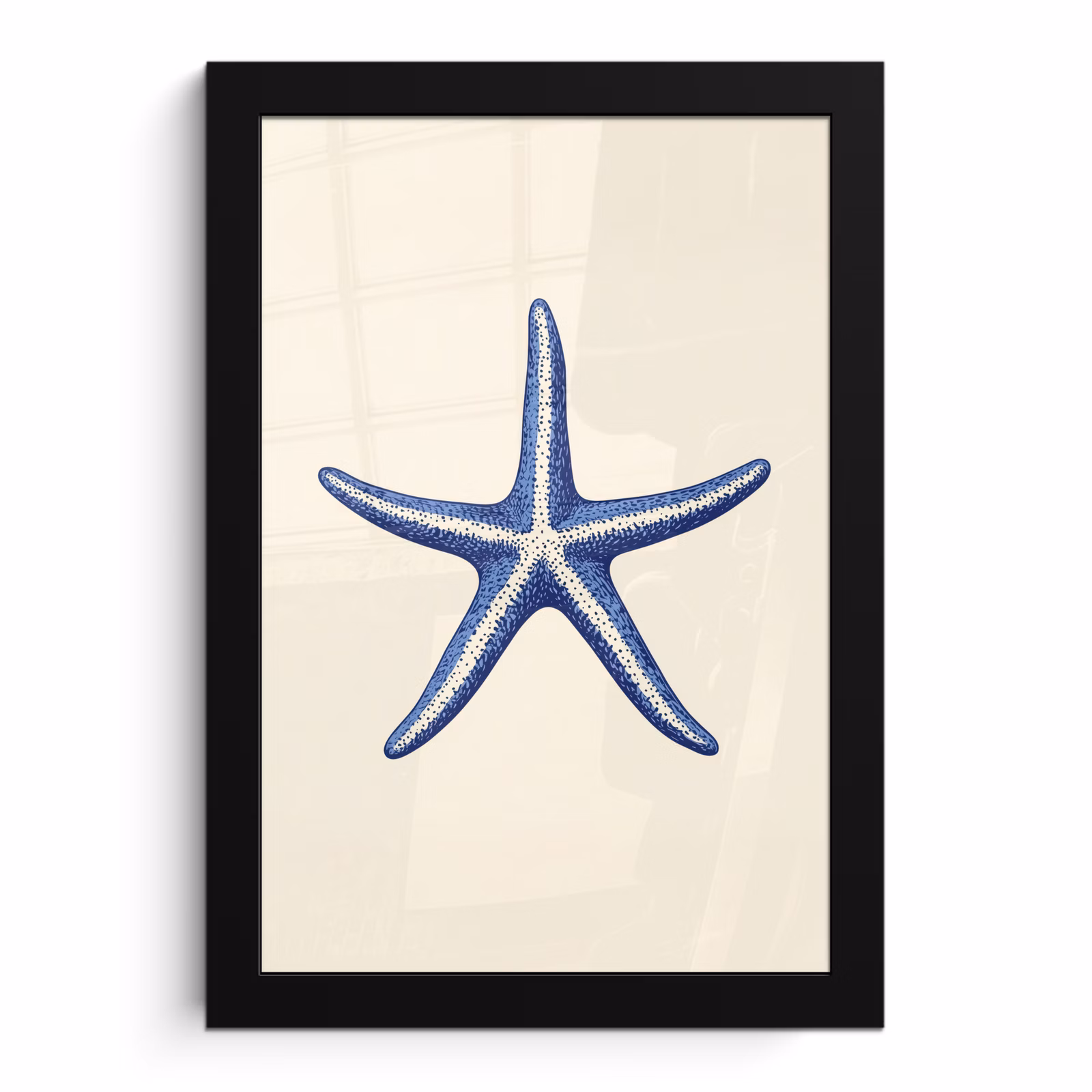 Poster met lijst - Blauwe Zeester Vintage — 1