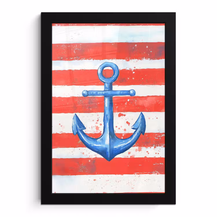 Poster met lijst - Blauw Anker Rode Strepen