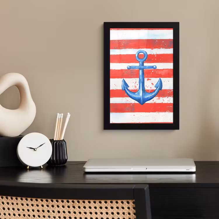 Poster met lijst - Blauw Anker Rode Strepen — 2