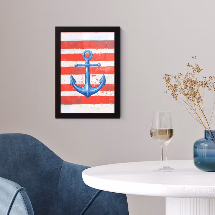 Poster met lijst - Blauw Anker Rode Strepen — 4