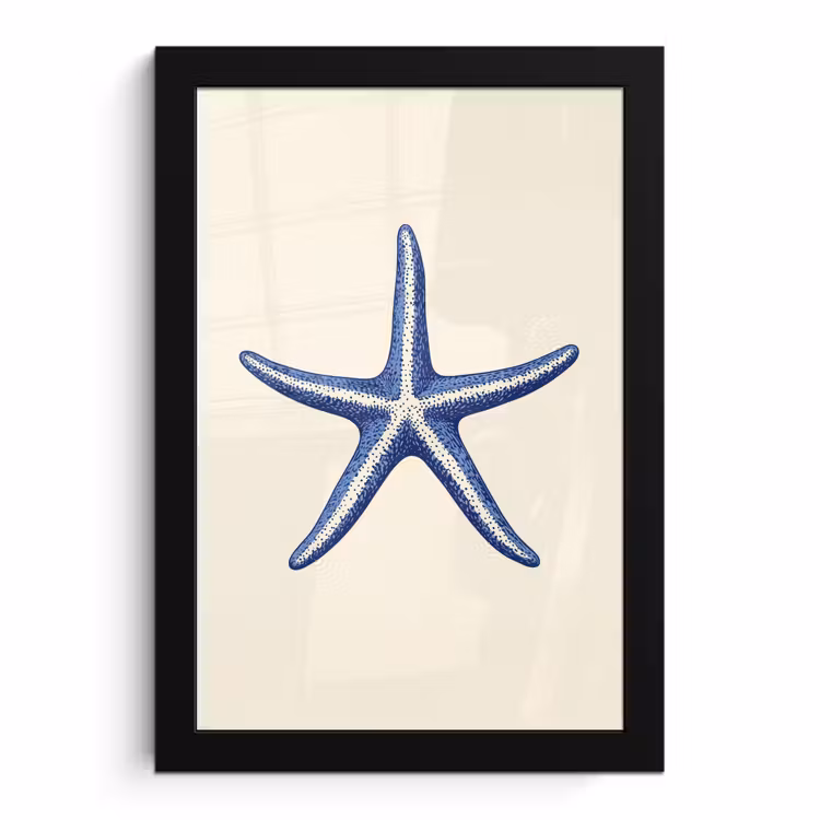 Poster met lijst - Blauwe Zeester Vintage — 1