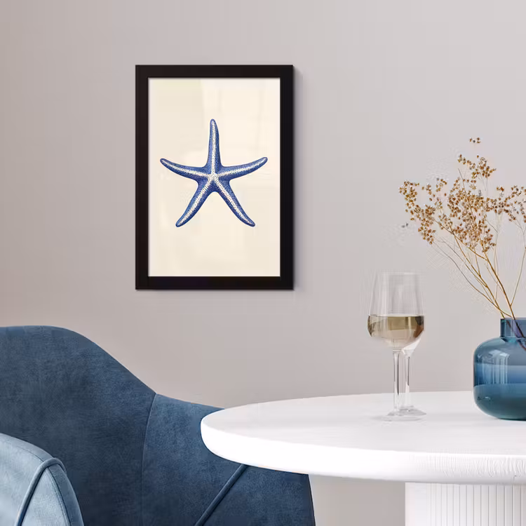 Poster met lijst - Blauwe Zeester Vintage — 4