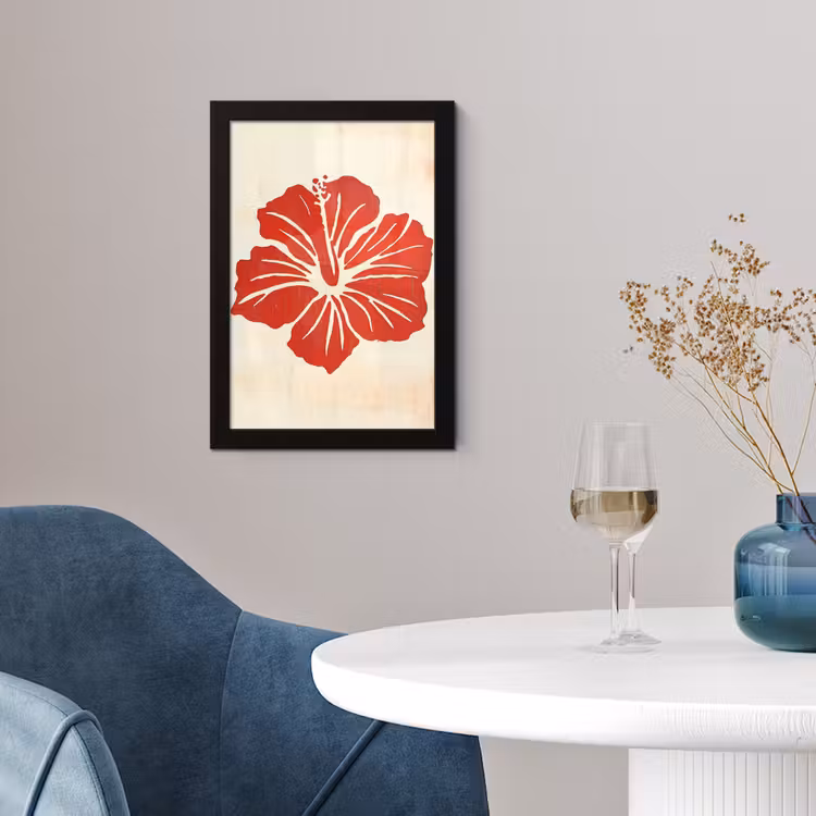 Poster met lijst - Rode Hibiscus Vintage — 4