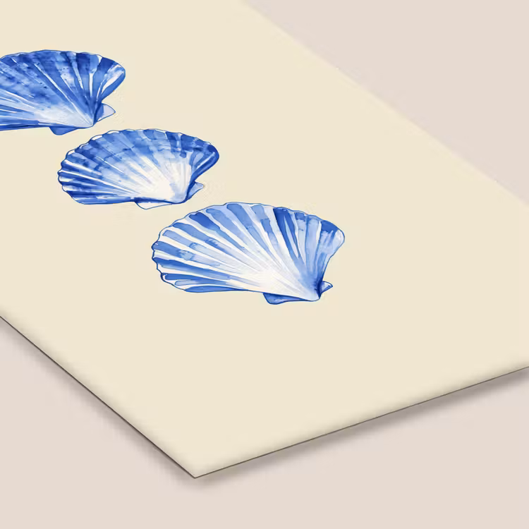 Poster met lijst - Blauwe Schelpen Aquarel — 7
