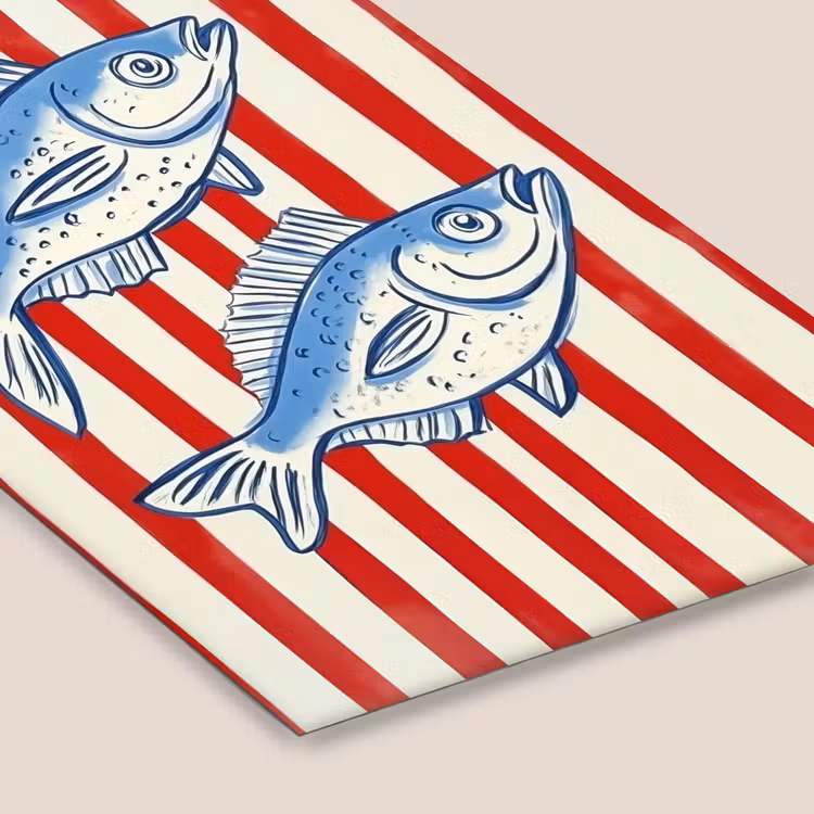 Poster met lijst - Vissen - Verticale strepen - Blauw - Rood — 7