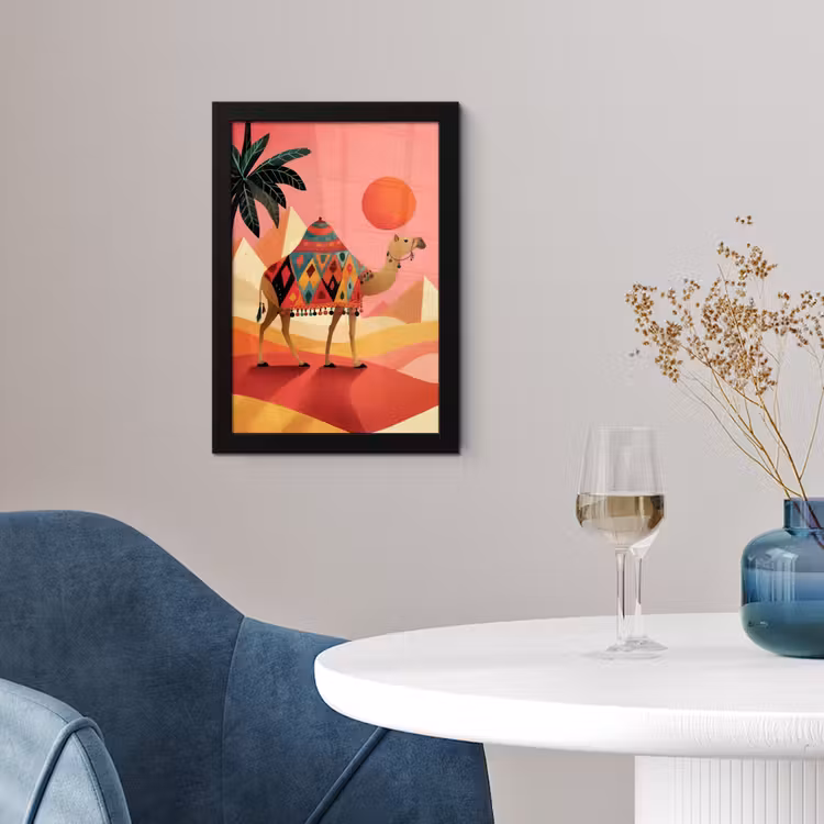 Poster met lijst - Kameel - Pyramides - Rode zon — 4