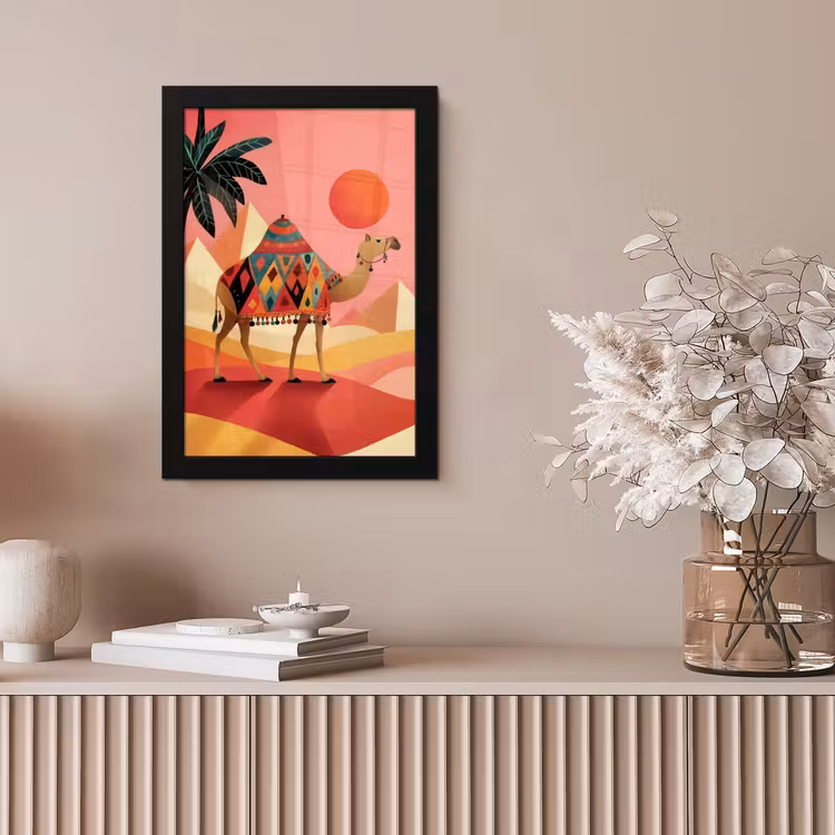 Poster met lijst - Kameel - Pyramides - Rode zon — 5