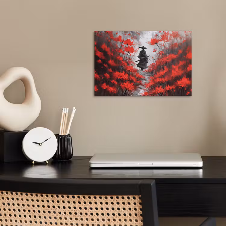 Poster – Samoerai tussen Rode Bloemen — 2