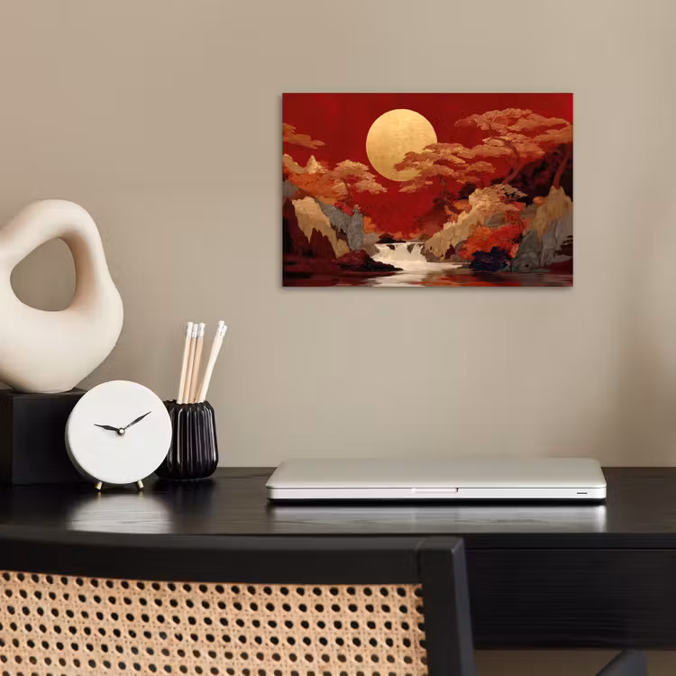 Poster – Volle maan - Landschap - Waterval — 2