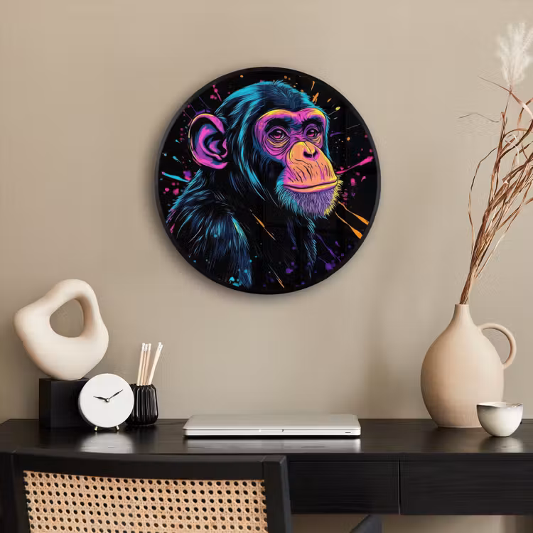Ronde fotolijst - Aap - Verf - Neon - Kleur — 3
