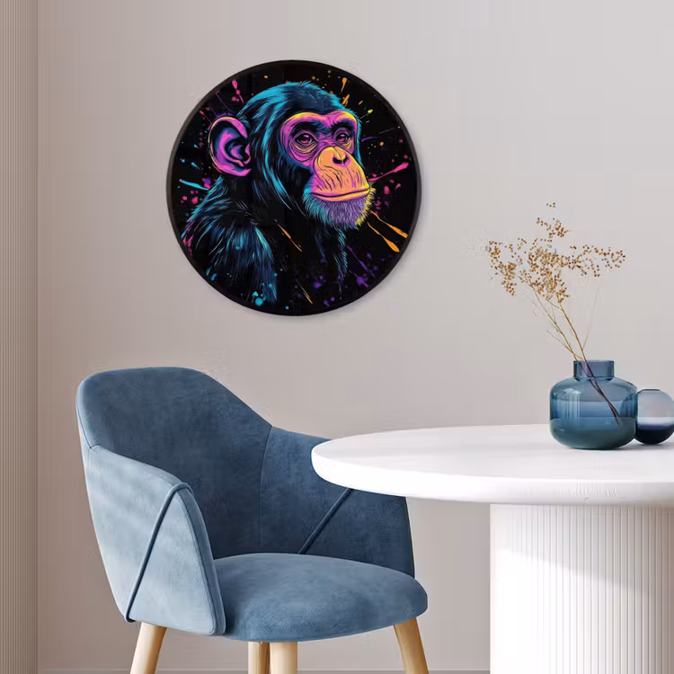 Ronde fotolijst - Aap - Verf - Neon - Kleur — 4