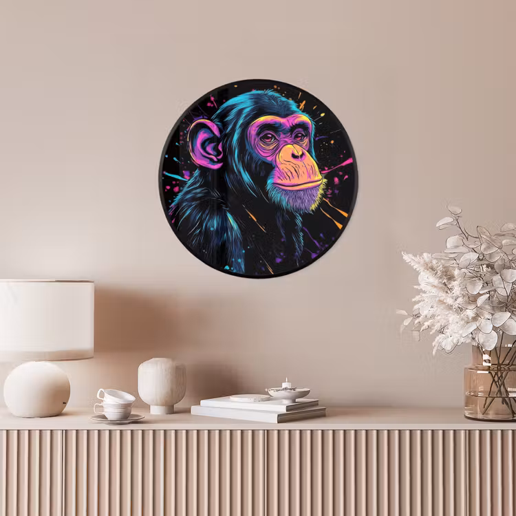 Ronde fotolijst - Aap - Verf - Neon - Kleur — 5