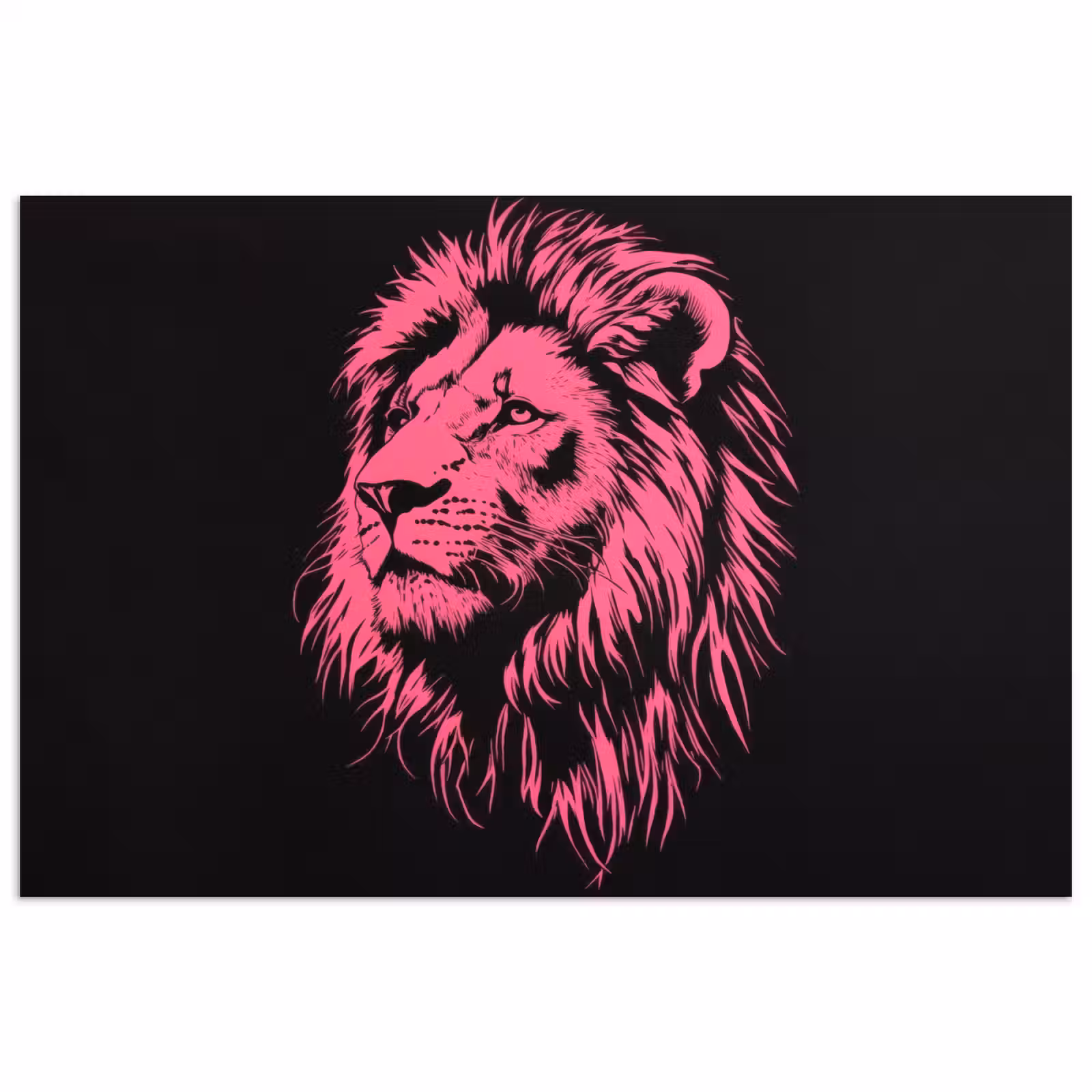 Poster – Leeuw - Zwart - Roze - Neon — 1