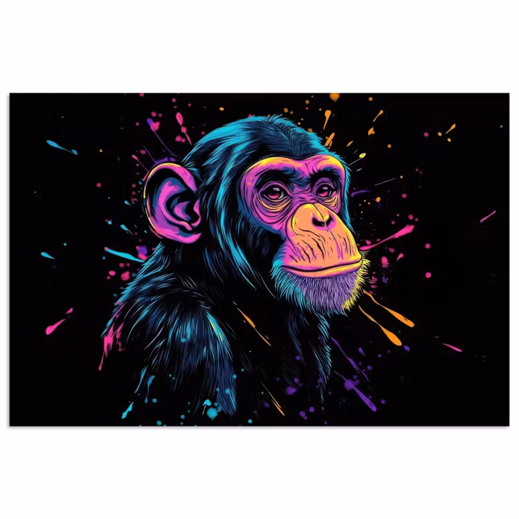 Poster – Aap - Verf - Neon - Kleur — 1