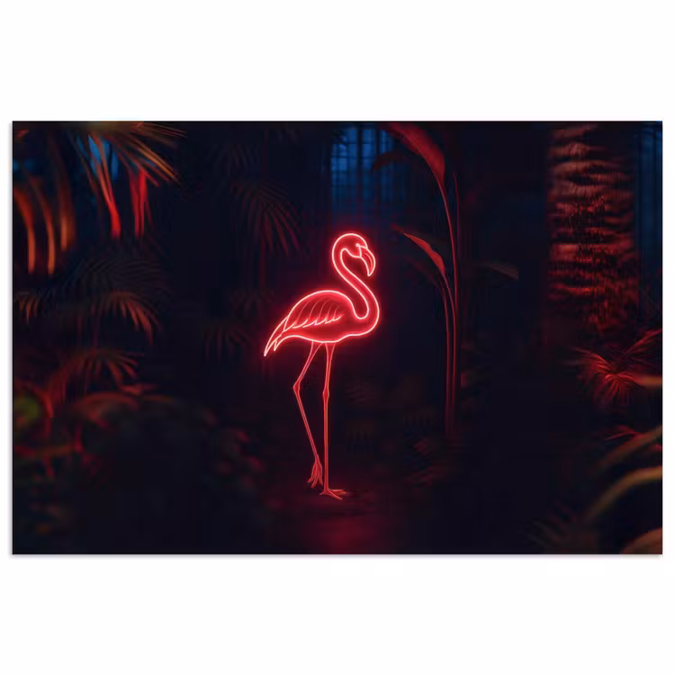 Poster – Flamingo - Roze - Neon - Licht — 1