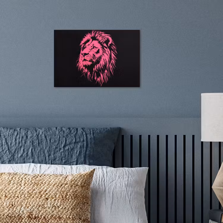 Poster – Leeuw - Zwart - Roze - Neon — 3