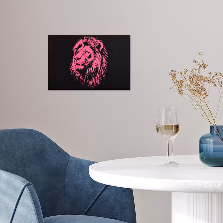Poster – Leeuw - Zwart - Roze - Neon — 4
